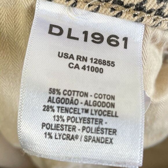 DL1961 Pants Womens 26 Brown Houndstooth 5-Pocket Mara Straight Mid Rise Ankle - Picture 12 of 14